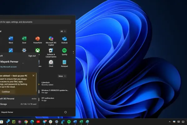Windows 11 добавляет предупреждения о резервном копировании