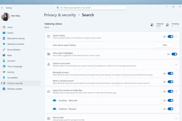 Настройки Windows Search в Windows 11 получили обновление