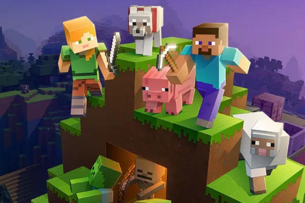 Стив оснащен алмазной броней и мечом для защиты от темных сил