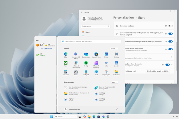 Microsoft представила Start Menu Companions для Windows 11
