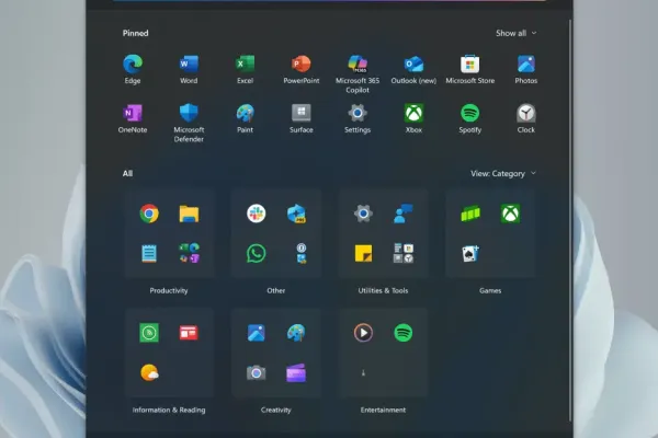 Новый настраиваемый дизайн меню Пуск в Windows 11