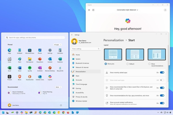 Windows 11 2024: улучшения меню Пуск и Панели задач, новые функции