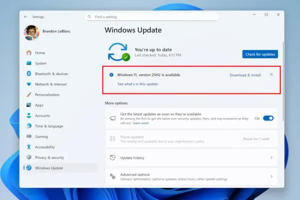 Microsoft выпустила версию 25H2 Windows 11 для предпросмотра