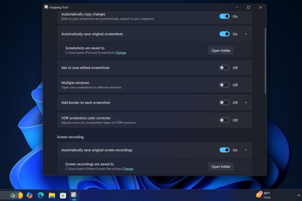 Snipping Tool для Windows 11 получил новые функции в версии 11.2408.13.0