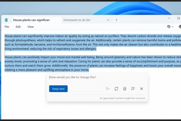 Microsoft обновляет Блокнот с ИИ-функцией Write